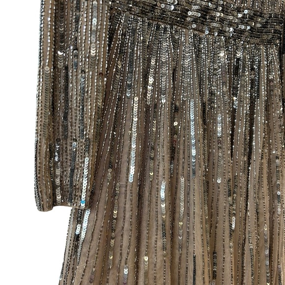 MAC DUGGAL 5528 Long Sleeve Tea Length Midi Dress Sz 2 Dark Taupe NWT $398 ✨ - Picture 9 of 14